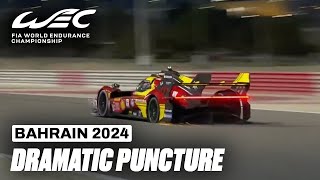 Dramatic Puncture For Ferrari Hypercar 50 I 2024 Bapco Energies 8 Hours of Bahrain I FIA WEC [upl. by Anse195]