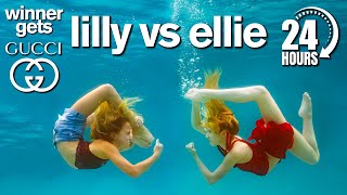 Lilly vs Ellie 24 Hour Underwater Photo Challenge Winner Gets GUCCI [upl. by Schulze]