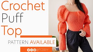 Crochet Puff Sleeve Top  Pattern amp Tutorial DIY [upl. by Ahsuoj627]