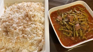 الفاصوليا الخضرا باللحمة والرز بشعيرية  Fasolia Green Beans Recipe [upl. by Barina]