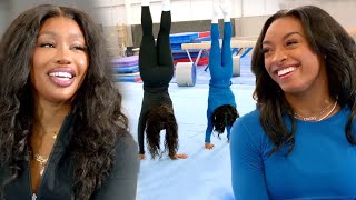 SZA and Simone Biles in HANDSTAND Competition [upl. by Satterfield958]