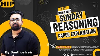 SUNDAY N12 Reasoning Paper Explanation  Santhosh sir HIP resoningtestseries trendingstatus [upl. by Anaicul]