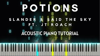 SLANDER amp Said The Sky  Potions ft JT Roach Acoustic Piano Tutorial  Sheets amp MIDI [upl. by Llehcal]