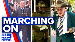 Thousands of veterans march on Anzac Day  9 News Australia [upl. by Matheson]