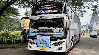 KONVOI MUDIK GRATIS LEBARAN 1445 H Hunting bus  Basuri di Taman Mini Indonesia Indah Jakarta [upl. by Elly]