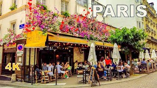 Montmartre Paris  streets shops and cafes 4K [upl. by Kenn491]