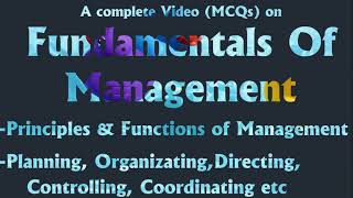 Fundamentals of management MCQs EP 1  principle and function of management [upl. by Uaerraj]