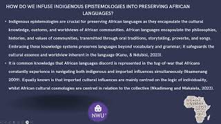 Indigenous Epistemology Seminar 8  Preserving adapting and advancing African languages [upl. by Mindy762]