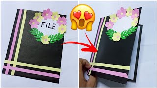 How to make handmade BEAUTIFUL BOOKLET for school projectstaple FREE BOOKLET With Design ideas [upl. by Neiluj]