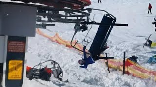 Watch OutOfControl Ski Lift Send People Flying [upl. by Sedaiuqlem]