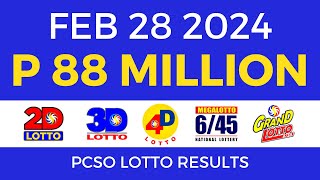 Lotto Result February 28 2024 9pm PCSO [upl. by Stoat13]