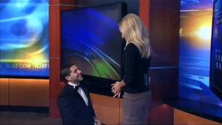 Boyfriend surprises weather girl with surprise proposal  on live TV [upl. by Suoinuj405]