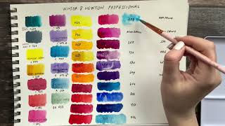 Winsor amp Newton professional watercolors  Swatching [upl. by Yrehc]