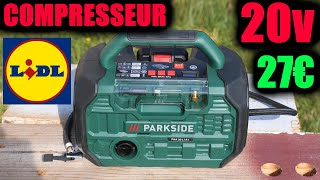 LIDL compresseur et pompe à air sans fil 20V PARKSIDE PKA 20Li A1 CORDLESS COMPRESSORAND AIR PUMP [upl. by Eceinwahs237]