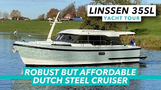 Inside a robust but affordable Dutch steel cruiser  Linssen 35 SL yacht tour  MBY [upl. by Arihppas547]