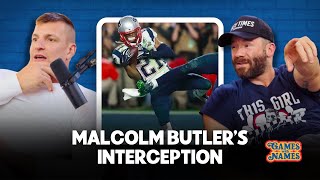 Gronk and Edelman Highlight Malcolm Butlers Interception in The Super Bowl [upl. by Greggory]