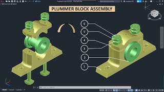 Plummer block Assembly in AutoCAD [upl. by Englis]