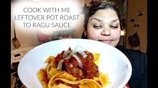 COOK WITH ME  POT ROAST TO PASTA SAUCE  Leftover Dinner Idea [upl. by Akieluz354]