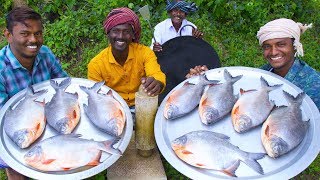 KING SIZE FISH FRY  Red Pomfret fish Fry in Village  Village Style Cooking  Village Food [upl. by Asalocin434]