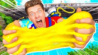 Extreme 140ft Bungee Jump VS Crazy Slime Making First To Hit Target Wins Challenge [upl. by Kola]