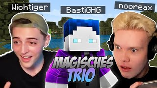 Nooreax BastiGHG und Wichtiger spielen Minecraft UHC im Trio gegen 250 Zuschauer [upl. by Rabassa]