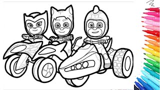 how to draw pj masks motorbike  Step by Step  Easy [upl. by Xylia]