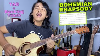 Tutorial Solo Gitar Bohemian Rhapsody  Queen Tab  Backing Track [upl. by Ariamat964]