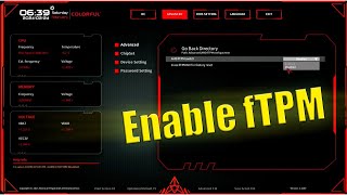 How to Enable fTPM on Colorful Motherboard CVN B450M GAMING [upl. by Lebatsirc]