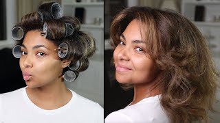 I TRIED VELCRO ROLLERS ON MY NATURAL HAIR  VOLUMINOUS ROLLER SET HAIRSTYLE  ft Luxy Hair [upl. by Anib]