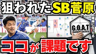 右サイド狙われ続け連続失点。菅原由勢の課題と良い点を語る！｜サッカー日本代表【GOAT切り抜き】 [upl. by Hayse]