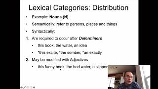 Ling 201  Intro Linguistics  Syntax 1  Lexical Categories [upl. by Alaik]