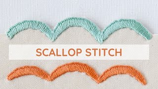 How to embroider Scallop stitch edging [upl. by Hammel]