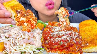 LASAGNA WITH RICOTTA CHEESE GARLIC BREAD amp SHRIMP SALAD  ASMR  MUKBANG  FOOD SOUNDS [upl. by Hgielanna]