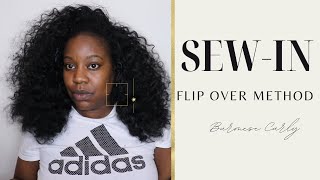 FLIP OVER METHOD SEW IN USING RAW BURMESE CURLY HAIR sewin hairtutorial [upl. by Woolcott188]