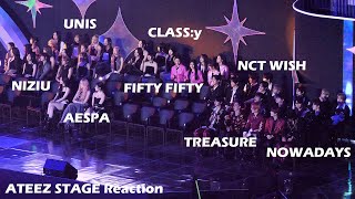 ATEEZ STAGE IDOLS REACTION AESPA NCT WISH TREASURE FIFTYFIFTY NIZIU UNIS NOWADAYS CLASSy [upl. by Yanarp]