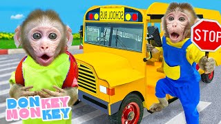 🚌 Horario Escolar 🚎 Ruedas En El Autobús  Donkey Monkey  Canciones infantiles [upl. by Anyahc]