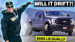 Ken Block Drifts A Dually 8000 lbs of Diesel Powered Ford F450 Tire Shredding Action [upl. by Alonzo]