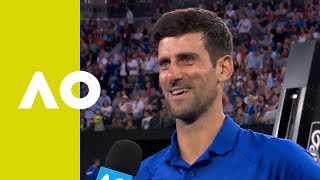 Novak Djokovic oncourt interview QF  Australian Open 2019 [upl. by Cutler214]