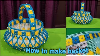 fooldali banane ka tarika How to make plastic canvas basket handmade craft home decorations [upl. by Nord]