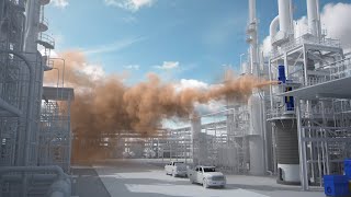 Animation of 2018 Ethylene Release and Fire at Kuraray America in Pasadena Texas [upl. by Esinwahs]