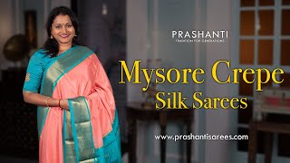 Mysore Crepe Silk Sarees  Prashanti  03 Feb 2024 [upl. by Aryc]