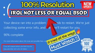 IRQL NOT LESS OR EQUAL BSOD FIX [upl. by Ahsratal890]