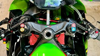 Bonamici Billet Aluminum Top Triple Clamp install Kawasaki ZX4RR [upl. by Decamp664]