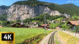 4K Cab Ride  Kleine Scheidegg to Lauterbrunnen Switzerland  Train Driver View  4K HDR Video [upl. by Gothart]