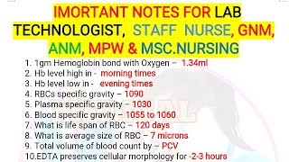 hematology notes for lab tech BSC nursing gnm and all medical category students [upl. by Adlig]