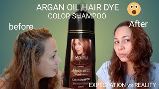 Mokeru Hair dye color shampoo argan oil product review  leonora leonor [upl. by Valerlan]