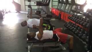 NFL Combine Training Shoulder Stability  Bottoms Up Dumbbell Press [upl. by Ahsyen]