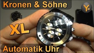 Kronen amp Söhne XL Automatik Edelstahl Armbanduhr KS050 [upl. by Liggett]