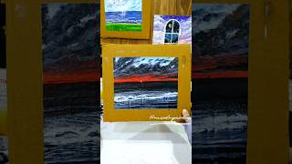 Sunset🌅 seashore acrylic painting shorts seashore cardboardpainting shortfeed [upl. by Adelina]