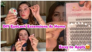 DIY EyeLash Extensions At Home✨Ab salon ko kahy bye bye😃Apni Lash Extensions Khud Ghar ma kary😍Easy👍 [upl. by Novaat]